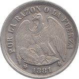 1881 ONE PESO CHILE - WORLD COINS - Cambridgeshire Coins