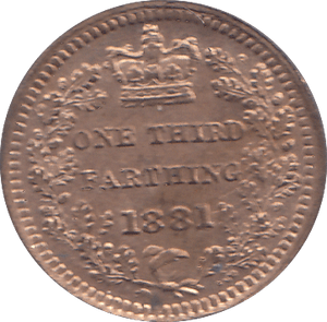 1881 ONE THIRD FARTHING ( BU ) - ONE THIRD FARTHING - Cambridgeshire Coins