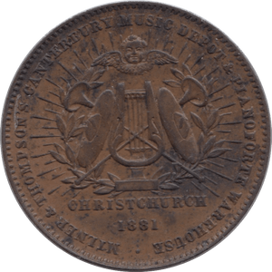 1881 PENNY TOKEN CHRISTCHURCH NEW ZEALAND - PENNY TOKEN - Cambridgeshire Coins
