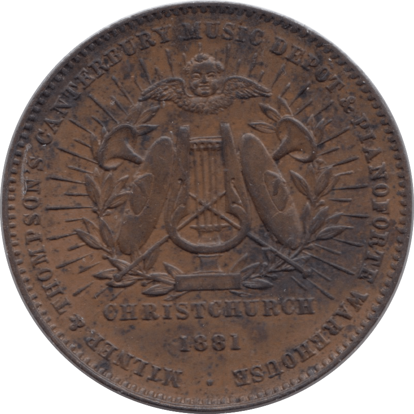 1881 PENNY TOKEN CHRISTCHURCH NEW ZEALAND - PENNY TOKEN - Cambridgeshire Coins