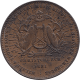 1881 PENNY TOKEN CHRISTCHURCH NEW ZEALAND - PENNY TOKEN - Cambridgeshire Coins