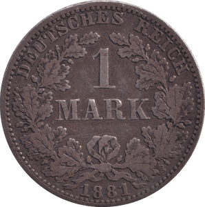 1881 SILVER 1 MARK GERMANY - SILVER WORLD COINS - Cambridgeshire Coins