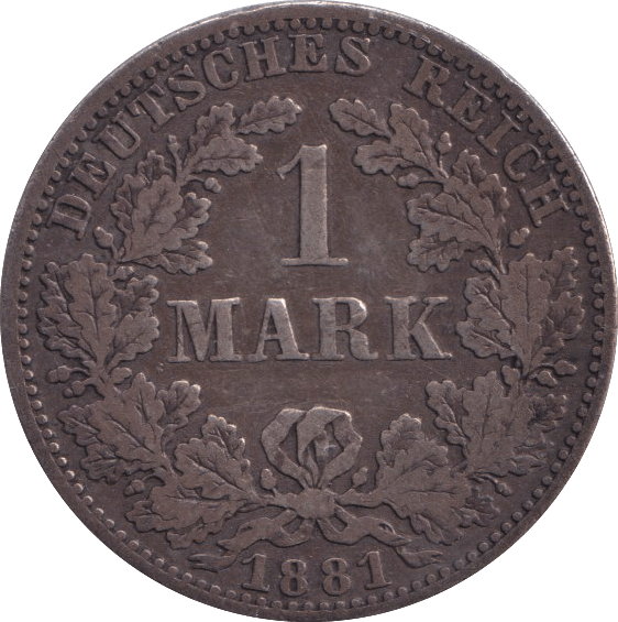 1881 SILVER 1 MARK GERMANY - SILVER WORLD COINS - Cambridgeshire Coins