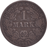 1881 SILVER 1 MARK GERMANY - SILVER WORLD COINS - Cambridgeshire Coins