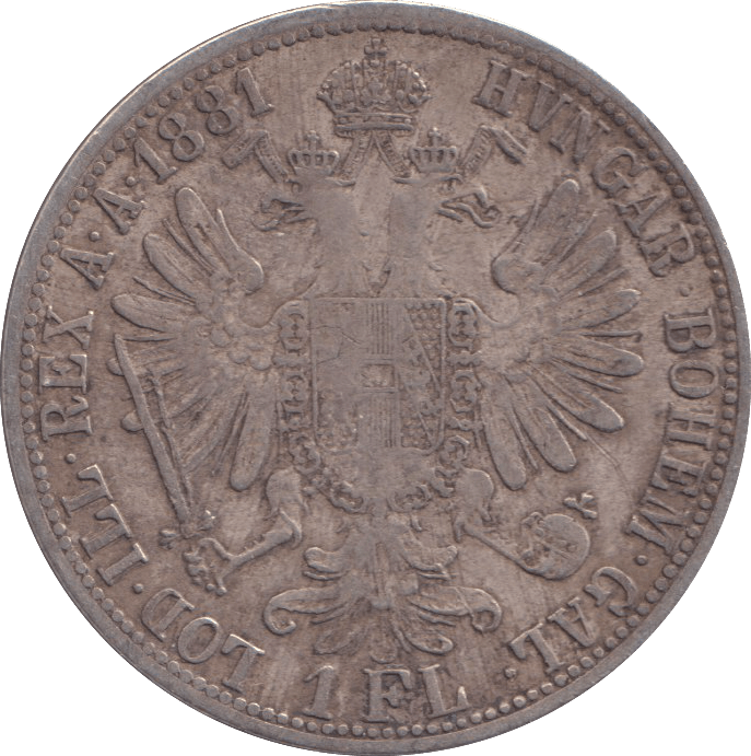 1881 SILVER ONE FLORIN AUSTRIA - SILVER WORLD COINS - Cambridgeshire Coins