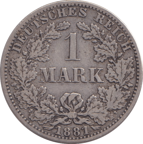 1881 SILVER ONE MARK GERMANY - SILVER WORLD COINS - Cambridgeshire Coins