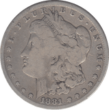 1881 SILVER ONE MORGAN DOLLAR USA - SILVER WORLD COINS - Cambridgeshire Coins