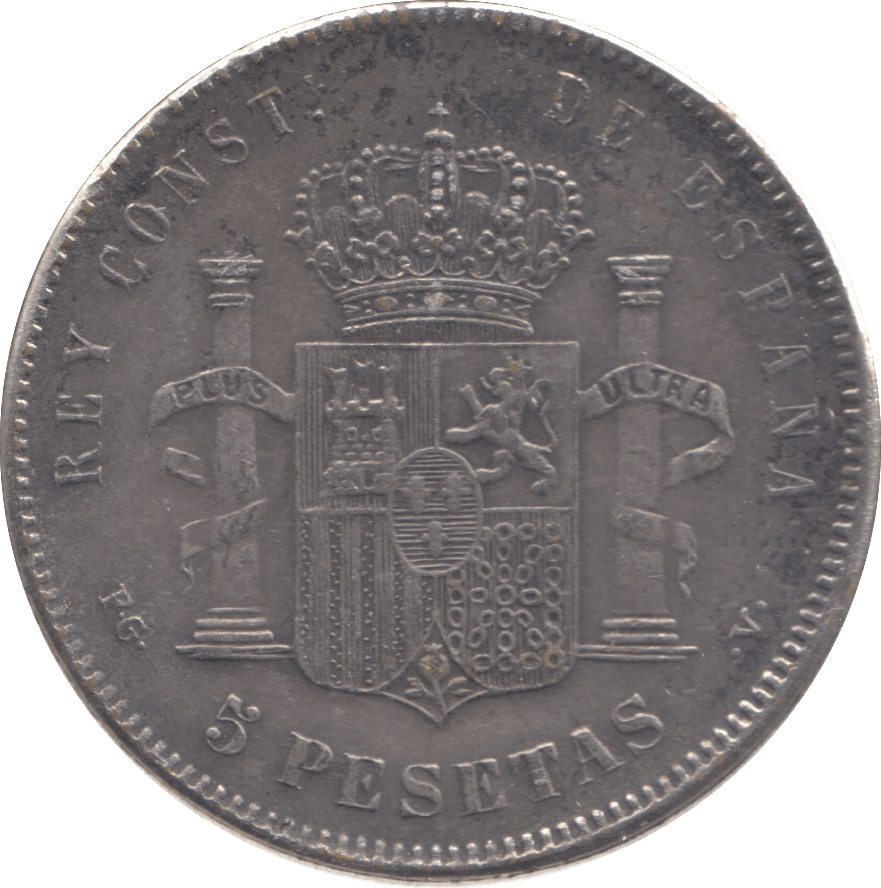 1881 SILVER SPAIN 5 PESTAS - SILVER WORLD COINS - Cambridgeshire Coins
