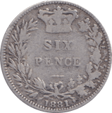 1881 SIXPENCE ( FAIR ) - SIXPENCE - Cambridgeshire Coins