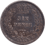 1881 SIXPENCE ( GVF ) - SIXPENCE - Cambridgeshire Coins
