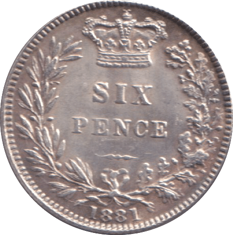 1881 SIXPENCE ( UNC ) - SIXPENCE - Cambridgeshire Coins