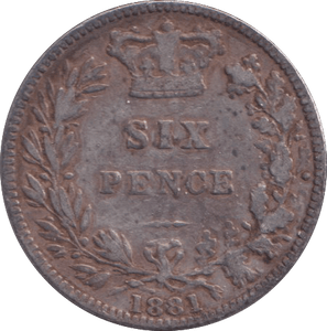 1881 SIXPENCE ( VF ) - SIXPENCE - Cambridgeshire Coins