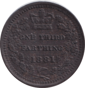 1881 THIRD FARTHING ( AUNC ) - ONE THIRD FARTHING - Cambridgeshire Coins