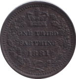1881 THIRD FARTHING ( AUNC ) - ONE THIRD FARTHING - Cambridgeshire Coins