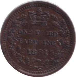 1881 THIRD FARTHING ( EF ) - ONE THIRD FARTHING - Cambridgeshire Coins