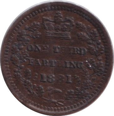 1881 THIRD FARTHING ( EF ) - ONE THIRD FARTHING - Cambridgeshire Coins