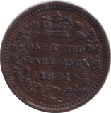 1881 THIRD FARTHING ( EF ) - ONE THIRD FARTHING - Cambridgeshire Coins