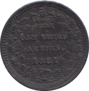1881 THIRD FARTHING ( EF ) - ONE THIRD FARTHING - Cambridgeshire Coins
