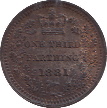 1881 THIRD FARTHING ( UNC ) - WORLD COINS - Cambridgeshire Coins