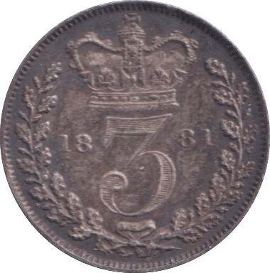 1881 THREEPENCE ( AUNC ) - Three Half Pence - Cambridgeshire Coins