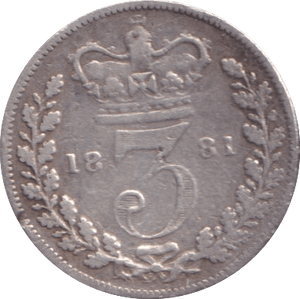1881 THREEPENCE ( FINE ) - Three Half Pence - Cambridgeshire Coins