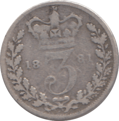1881 THREEPENCE ( NF ) - THREEPENCE - Cambridgeshire Coins