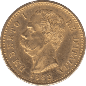 1882 GOLD 20 LIRA ITALY 1 - Gold World Coins - Cambridgeshire Coins