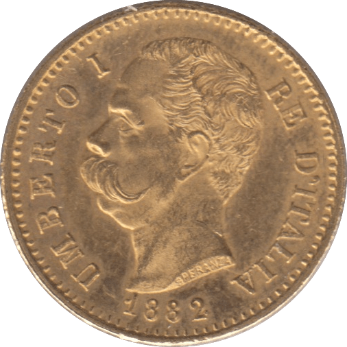 1882 GOLD 20 LIRA ITALY 1 - Gold World Coins - Cambridgeshire Coins