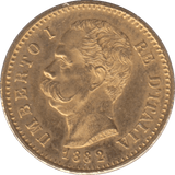 1882 GOLD 20 LIRA ITALY 1 - Gold World Coins - Cambridgeshire Coins