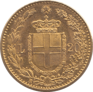 1882 GOLD 20 LIRA ITALY 2 - Gold World Coins - Cambridgeshire Coins
