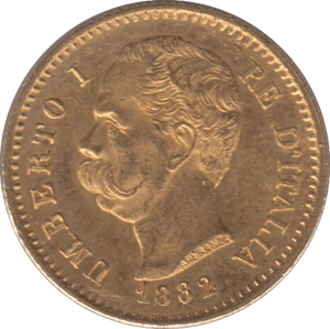 1882 GOLD 20 LIRA ITALY 3 - Gold World Coins - Cambridgeshire Coins