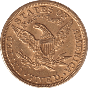 1882 GOLD FIVE DOLLARS USA - Gold World Coins - Cambridgeshire Coins