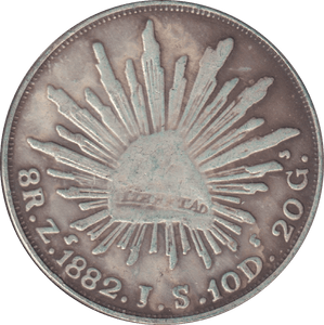 1882 SILVER 8 REALES MEXICO - SILVER WORLD COINS - Cambridgeshire Coins