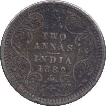 1882 SILVER TWO ANNAS INDIA - SILVER WORLD COINS - Cambridgeshire Coins