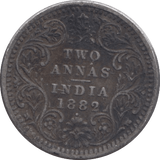 1882 SILVER TWO ANNAS INDIA - SILVER WORLD COINS - Cambridgeshire Coins