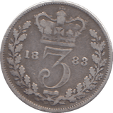 1883 SILVER THREEPENCE ( FAIR ) - THREEPENCE - Cambridgeshire Coins