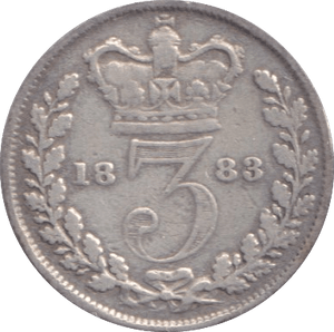 1883 THREEPENCE ( FINE ) - Three Half Pence - Cambridgeshire Coins