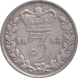 1883 THREEPENCE ( FINE ) - Three Half Pence - Cambridgeshire Coins