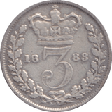 1883 THREEPENCE ( FINE ) - Three Half Pence - Cambridgeshire Coins