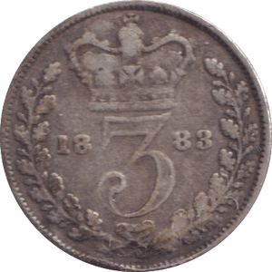 1883 THREEPENCE ( VF ) - Three Half Pence - Cambridgeshire Coins