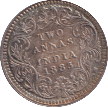 1883 TWO ANNAS INDIA - WORLD COINS - Cambridgeshire Coins