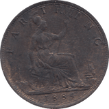 1884 FARTHING ( AUNC ) - FARTHING - Cambridgeshire Coins