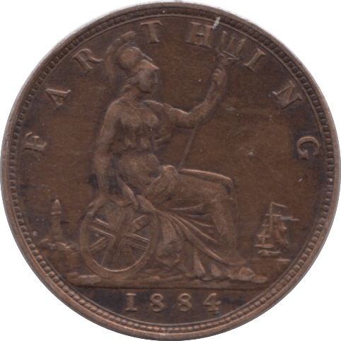 1884 FARTHING ( FINE ) - Farthing - Cambridgeshire Coins