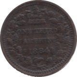 1884 ONE THIRD FARTHING ( VF ) - ONE THIRD FARTHING - Cambridgeshire Coins