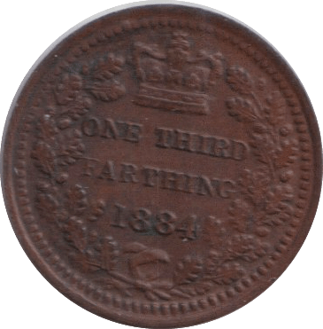 1884 THIRD FARTHING ( EF ) - ONE THIRD FARTHING - Cambridgeshire Coins