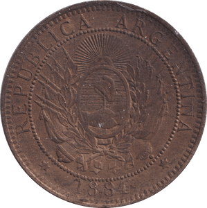 1884 TWO CENT ARGENTINA - WORLD COINS - Cambridgeshire Coins