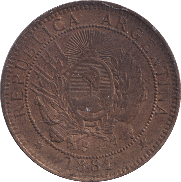 1884 TWO CENT ARGENTINA - WORLD COINS - Cambridgeshire Coins