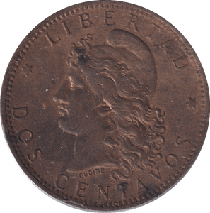 1884 TWO CENT ARGENTINA - WORLD COINS - Cambridgeshire Coins