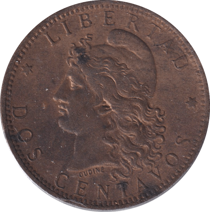 1884 TWO CENT ARGENTINA - WORLD COINS - Cambridgeshire Coins