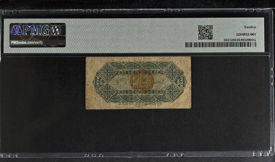 1885 COLOMBIA 10 CENTAVOS ORO BANCO DE REPUBLICA BOGOTA P182 PMG 12 FINE - PMG CERTIFIED WORLD BANKNOTES - Cambridgeshire Coins